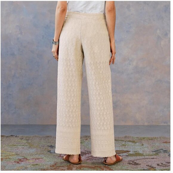 Sundance Solstice Culottes 100% Cotton High Waist Wide Leg Pants Embroidered 2 - Picture 3 of 12